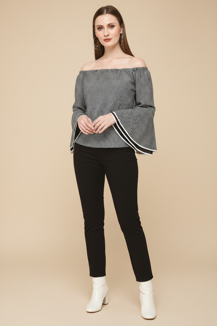 Black flayer sleeve off shoulder